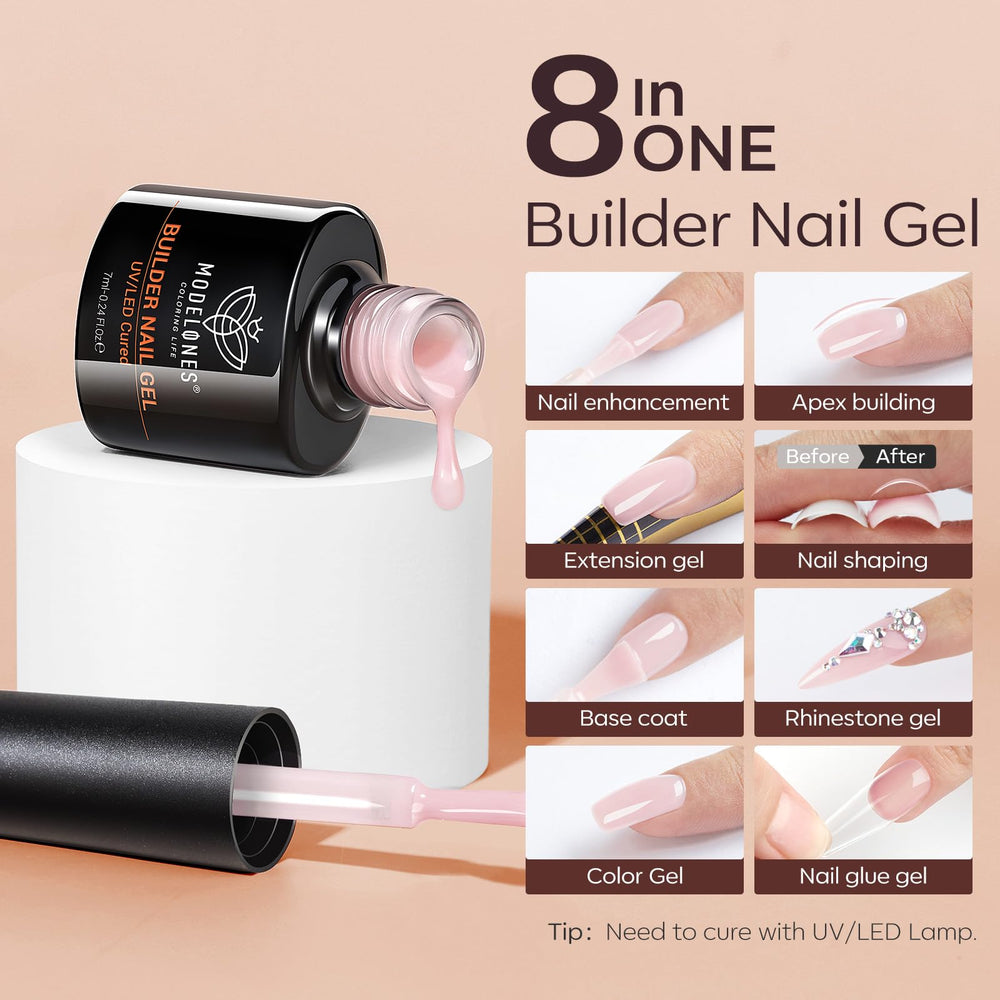 Modelones Builder Nail Gel Set: capa base y refuerzo con adhesión