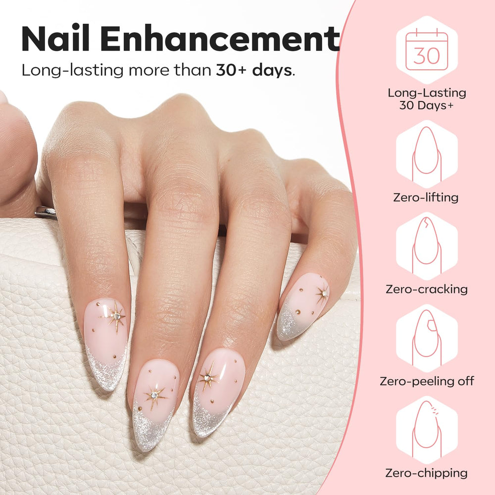 Modelones Builder Nail Gel cures under LED/UV to create shine and structure.