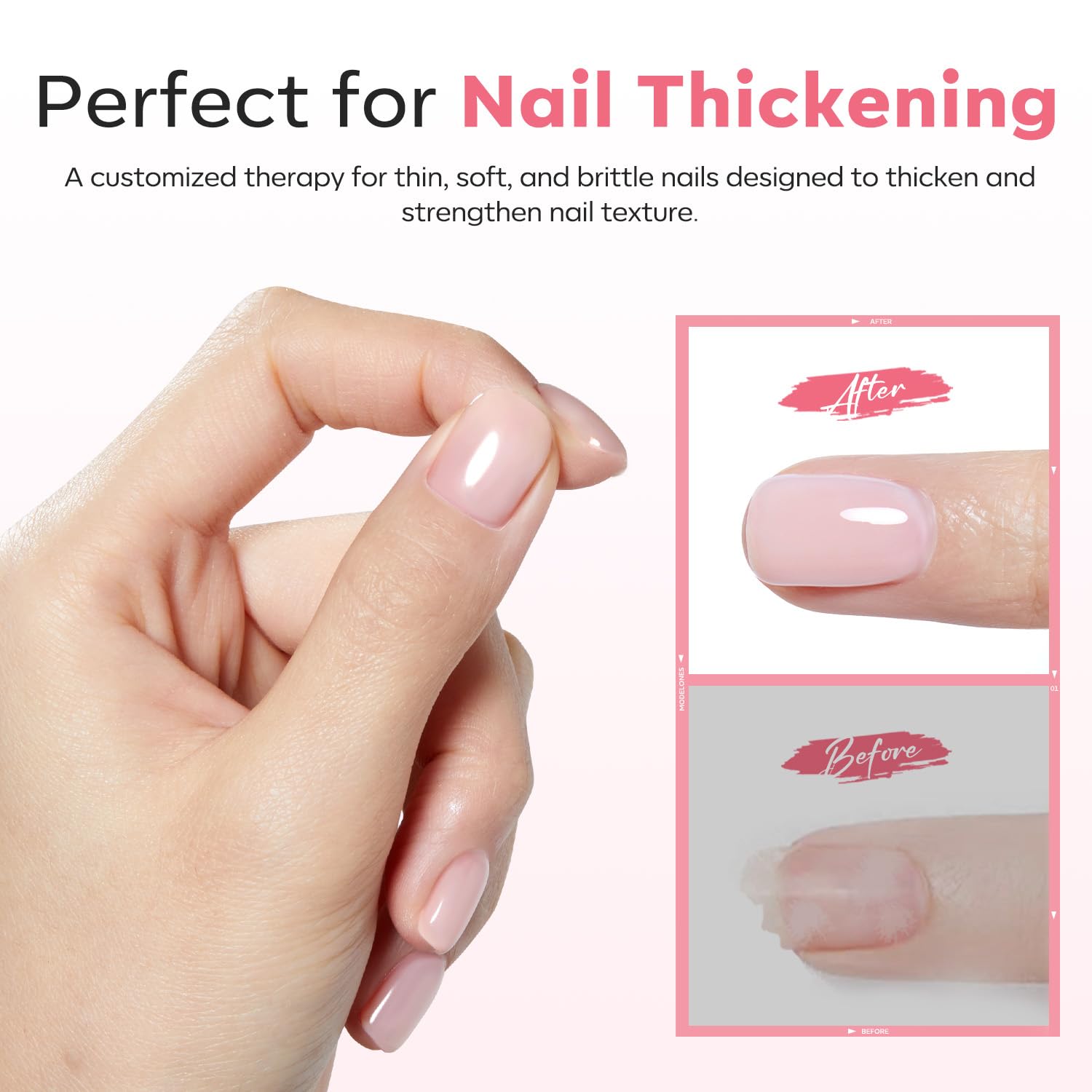 Modelones Builder Rubber Base Gel on natural nails before application