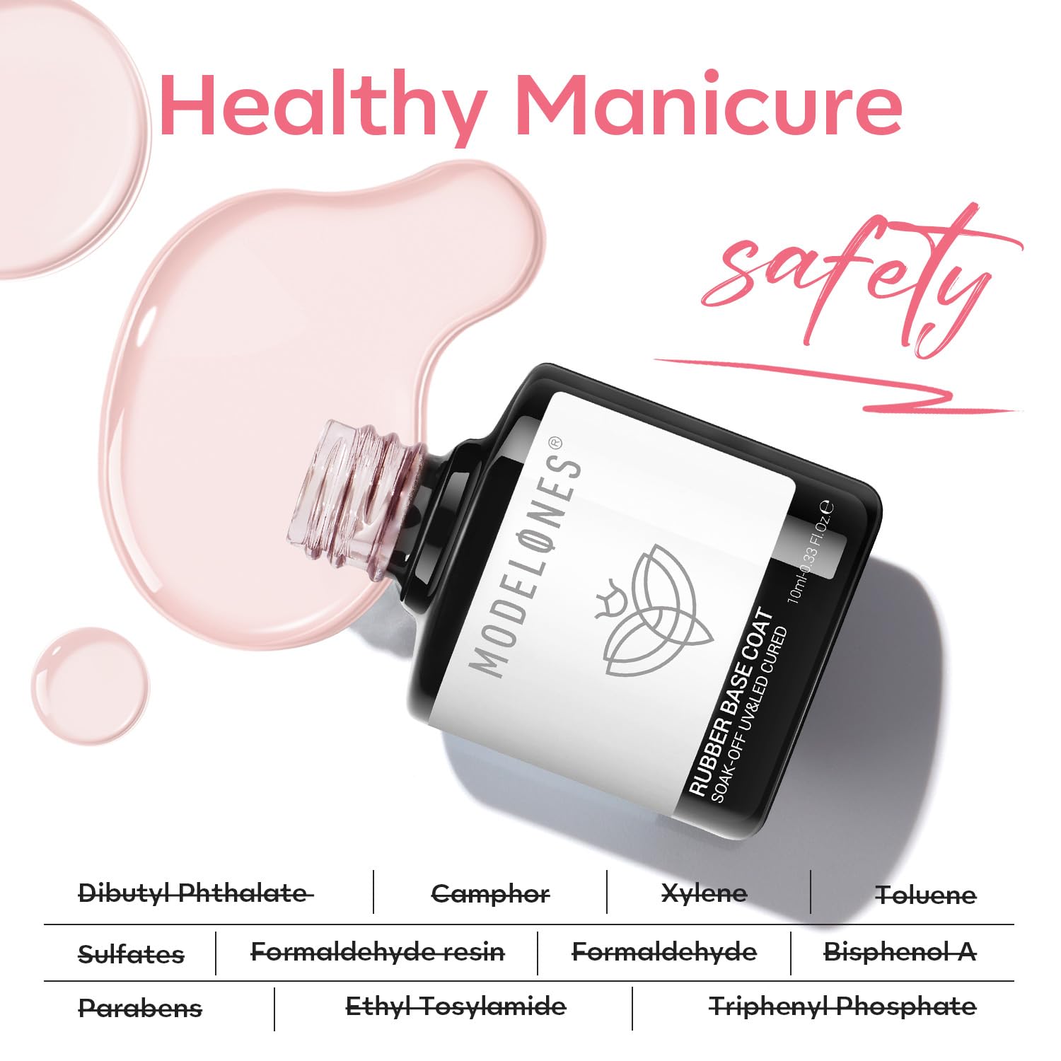 Modelones Builder Rubber Base Gel packaging highlighting ingredients