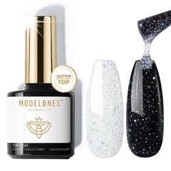 Modelones capa superior gel brillo plateado: acabado duradero para uñas radiantes.