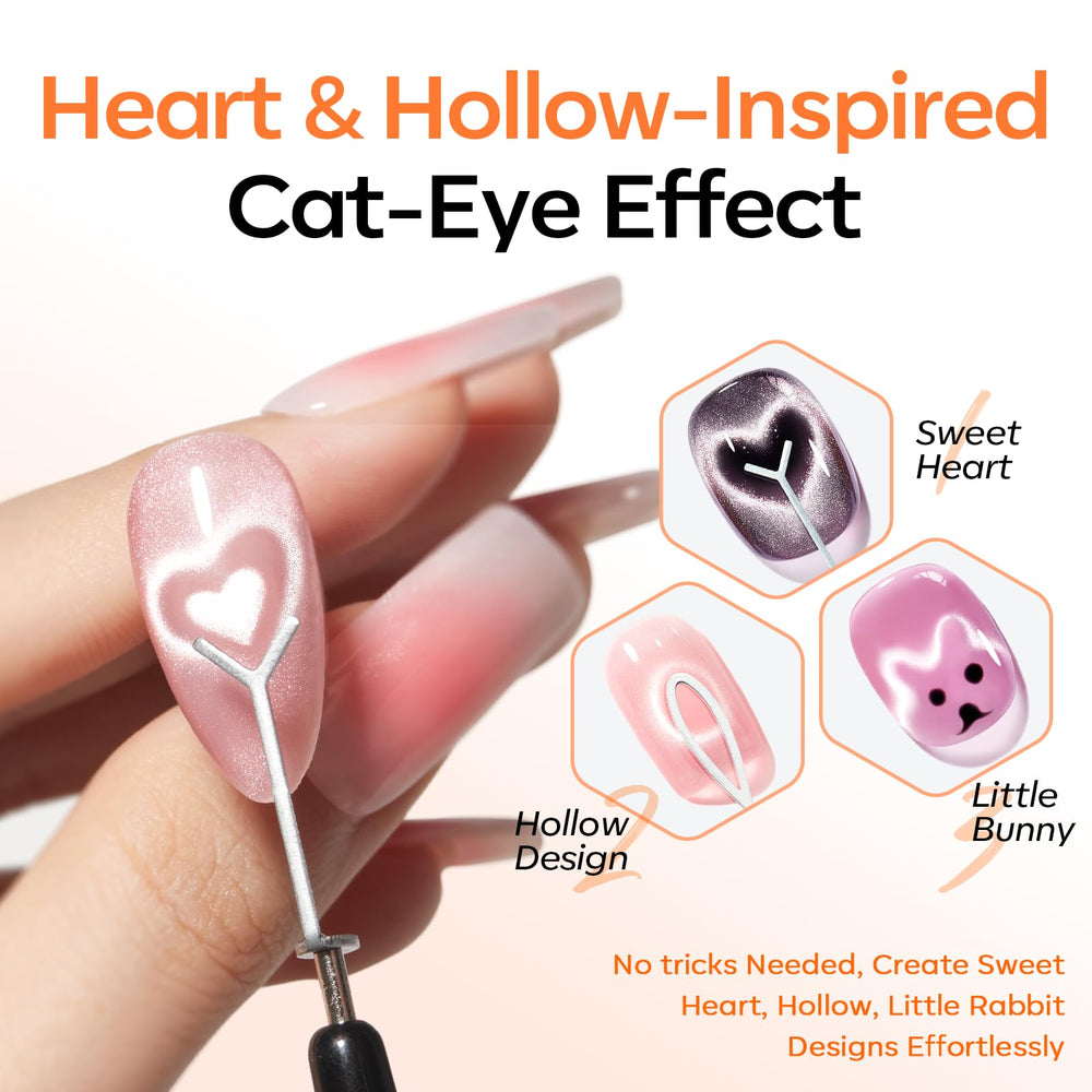 Modelones imán ojo de gato con diseño corazón hueco para patrones elegantes.