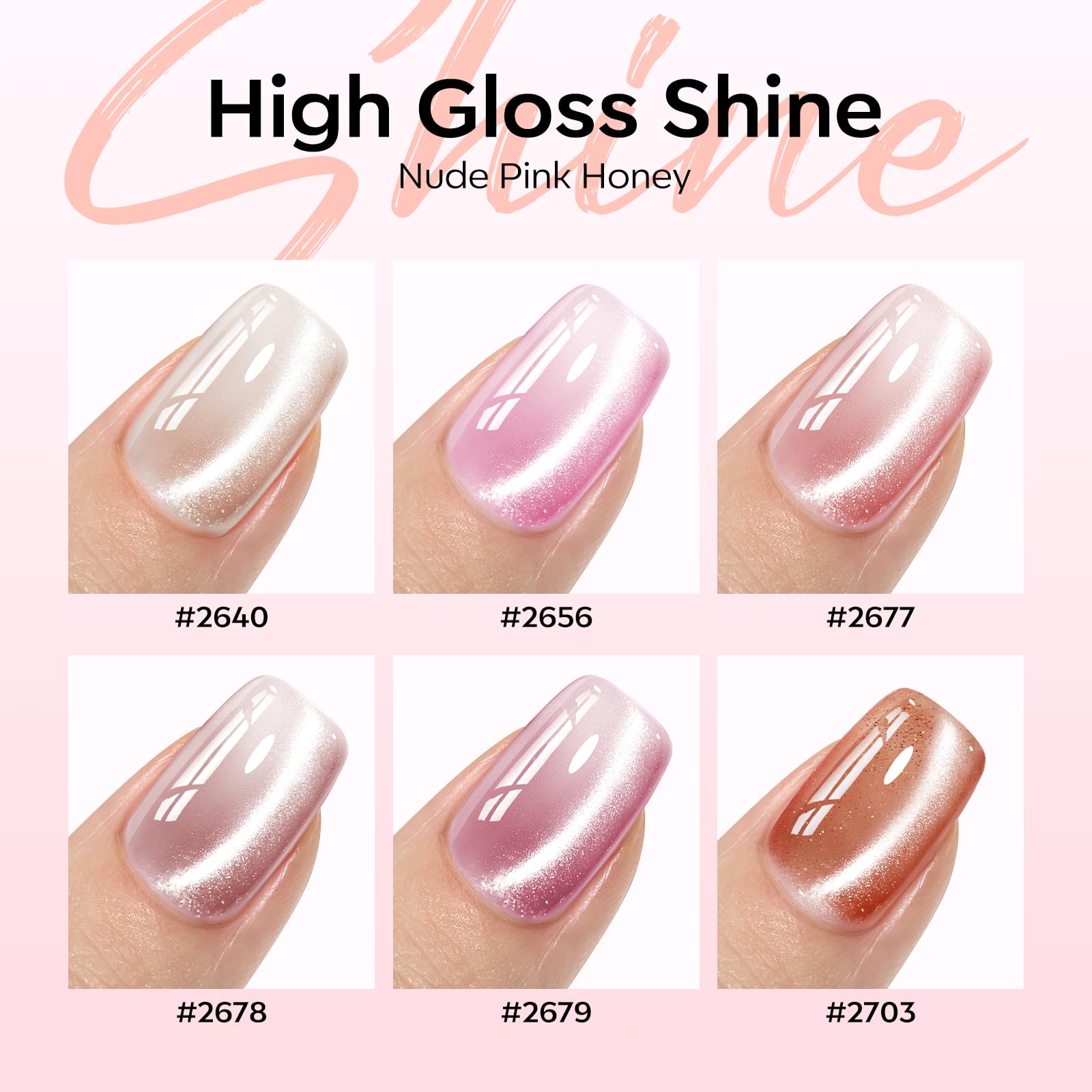 Modelones magnet design demonstrates shimmering cat eye effects for chic nails.