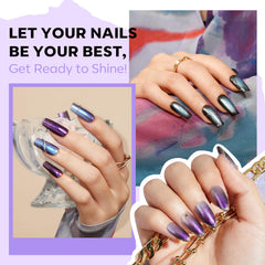 Conjunto Modelones en tonos vibrantes para uñas con brillo.