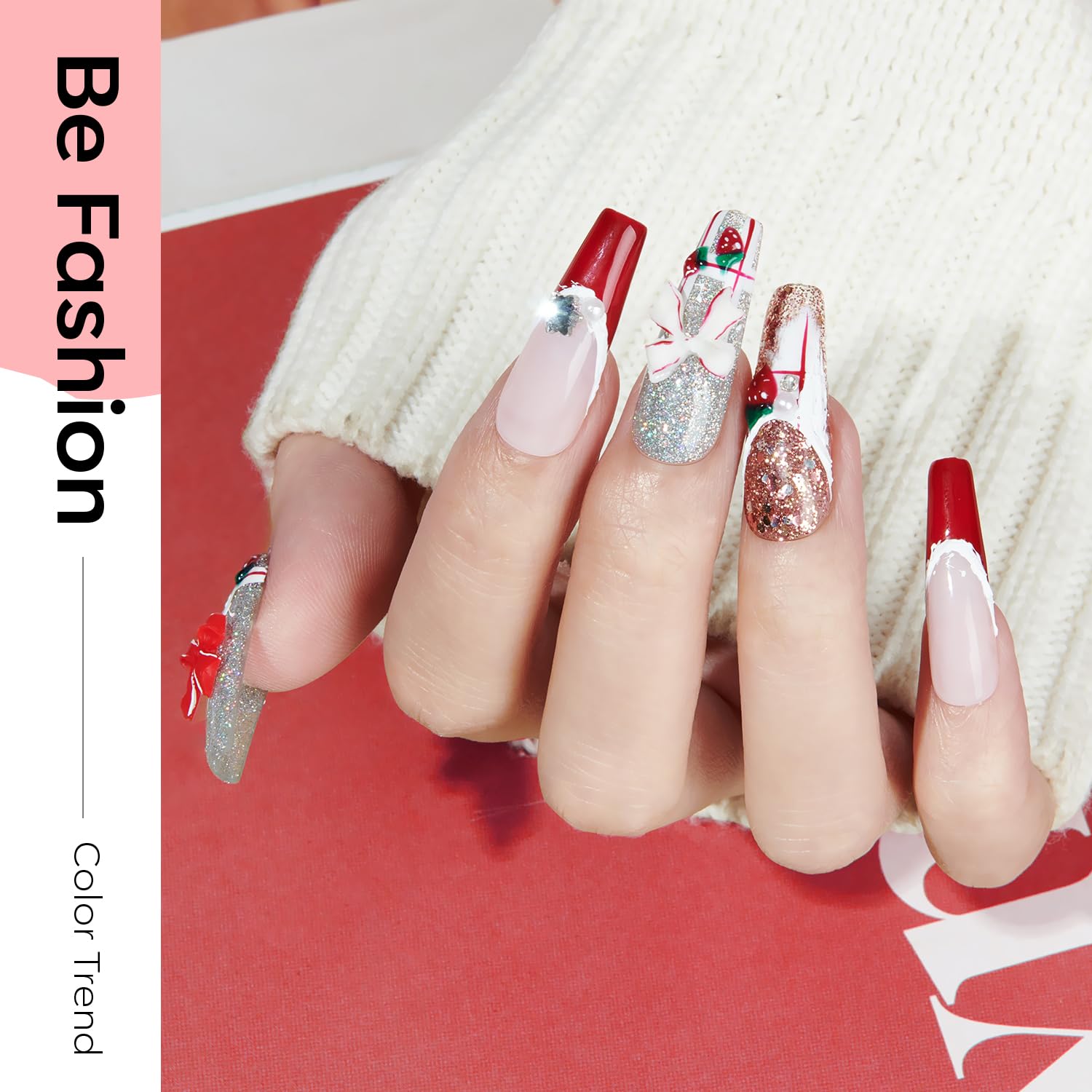 Modelones Christmas red polish bottle for vibrant holiday nails with gloss.