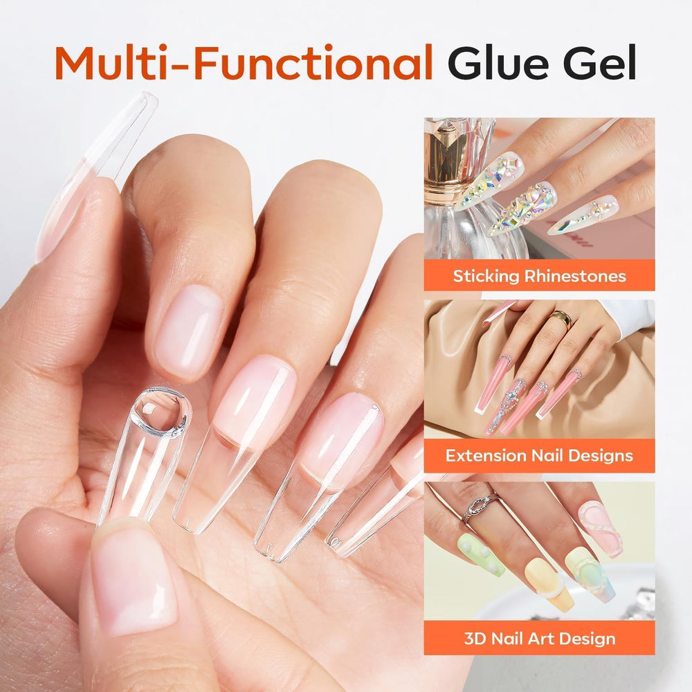 Modelones clear tips with nail glue adhesion for press-on nails