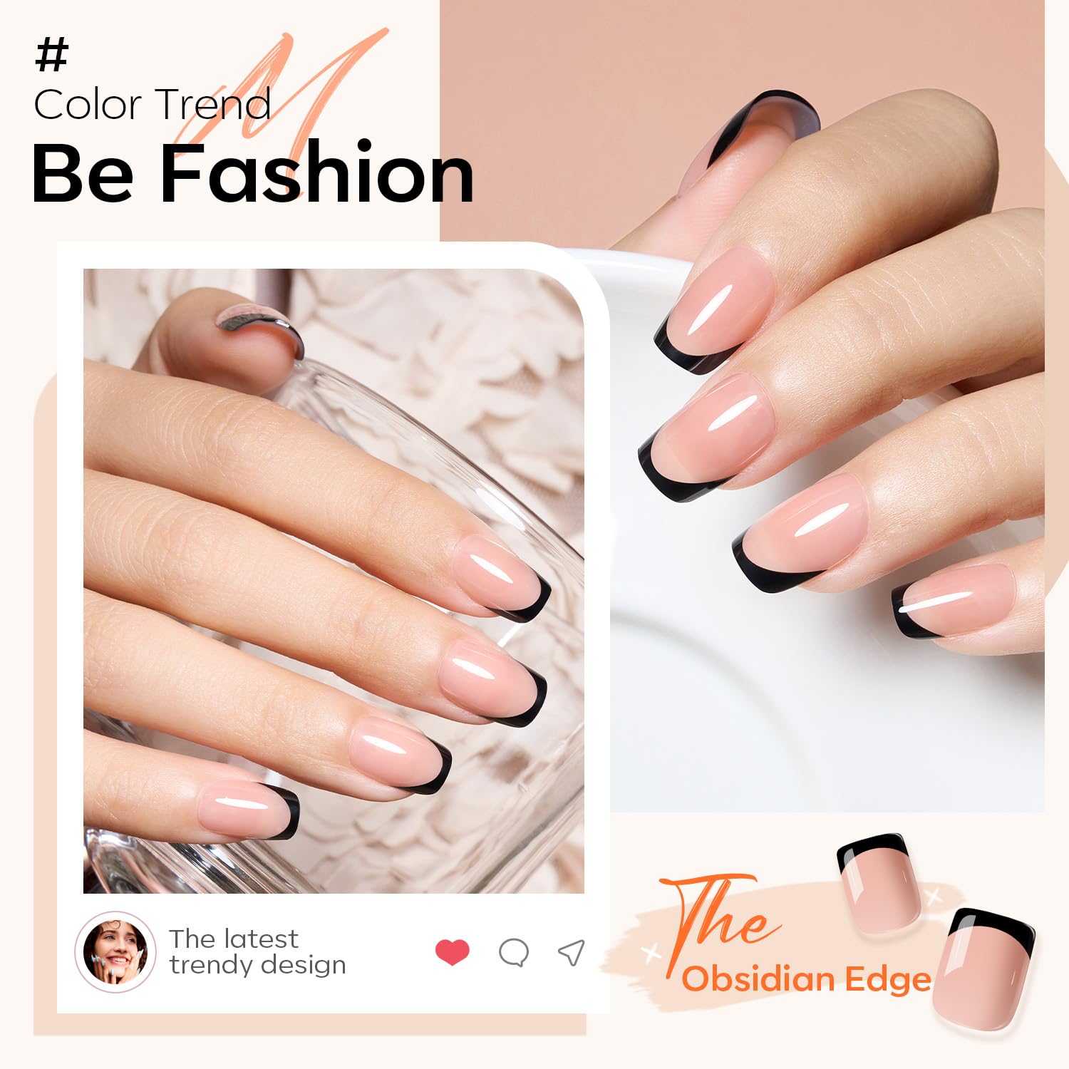 Modelones compact press-on nails kit with glue and adhesive tabs enables mess-free at-home application.