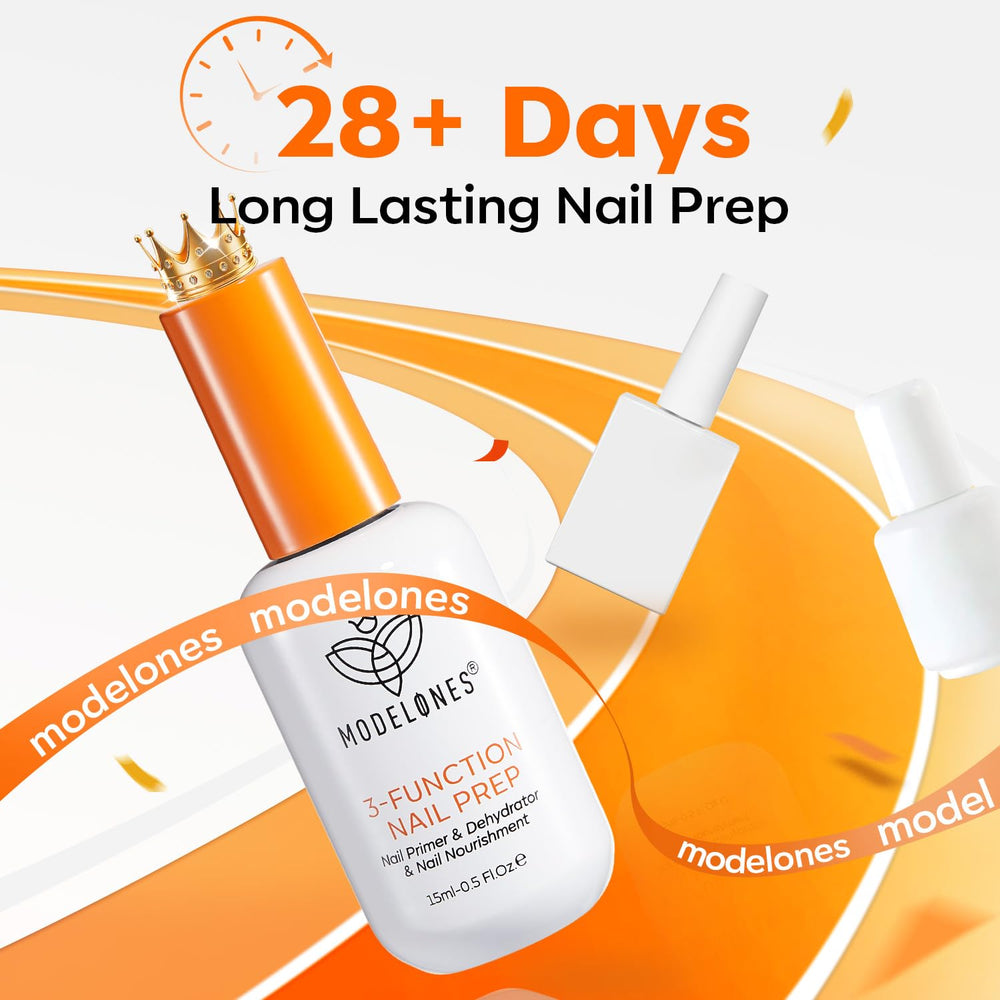 Modelones bottle showing compatibility with gel and acrylic.