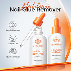 Crystal stick from Modelones remover used to lift softened nails safely.
