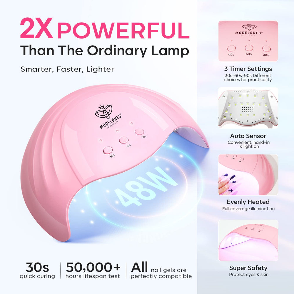 Modelones nail lamp digital timer display for customizable cure sessions.