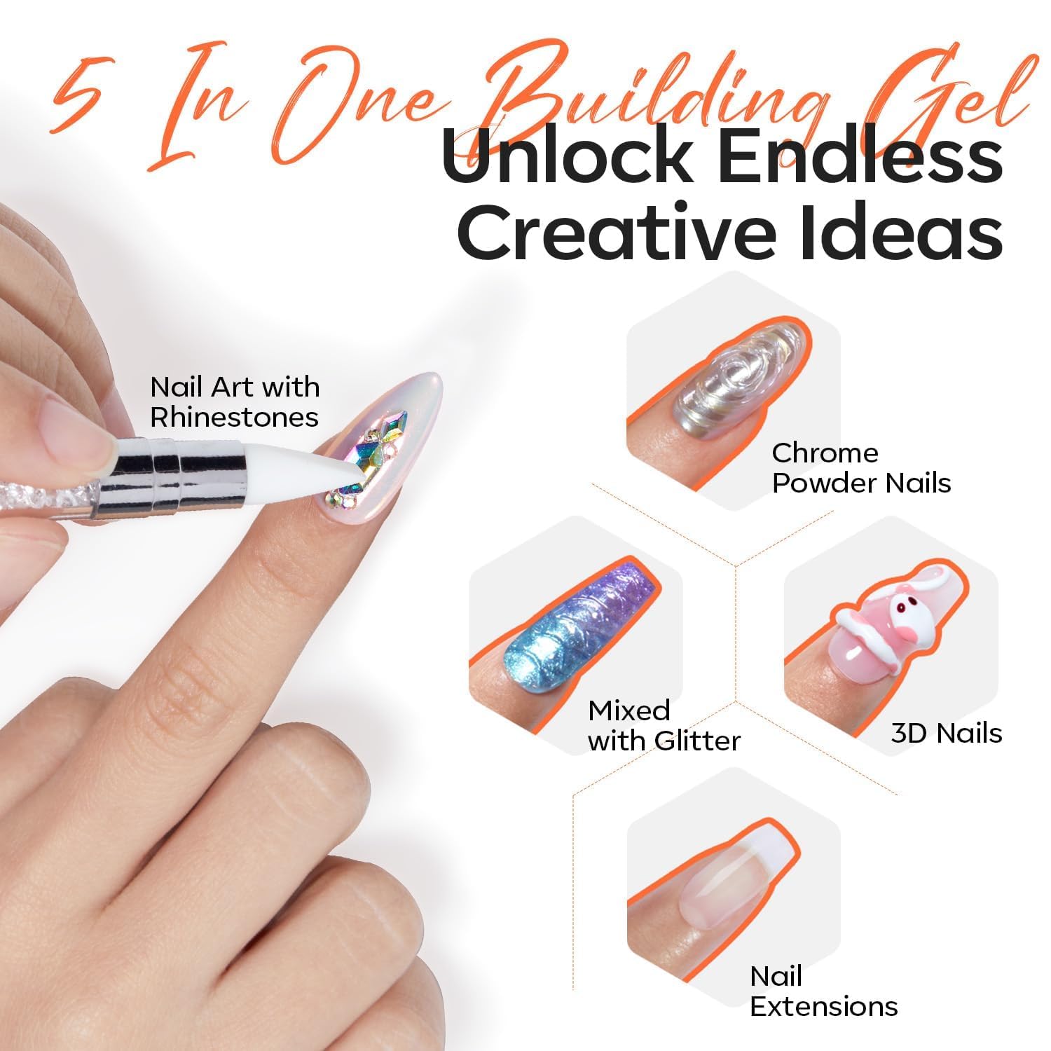 Modelones silicone pen double-head for precise 3D nail sculpting.