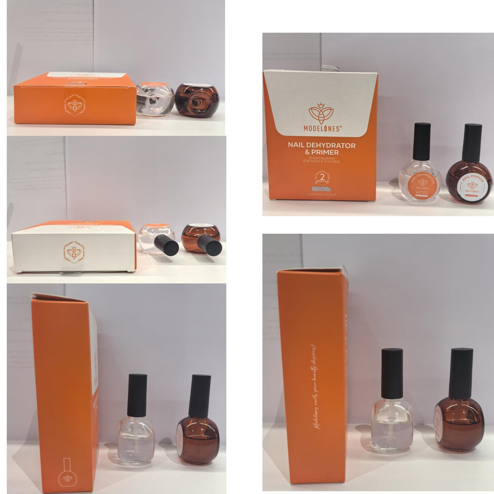 Modelones kit de preparación de uñas con deshidratante y primer para adherencia