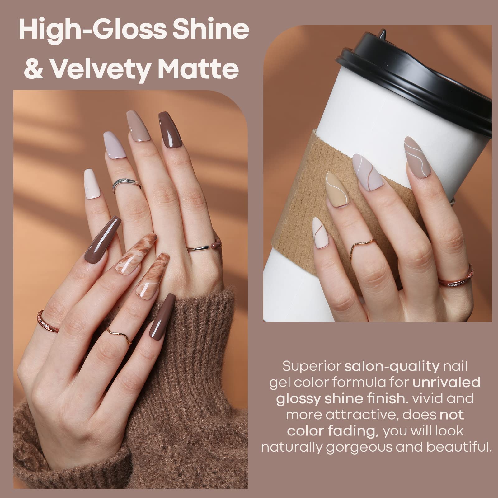 Modelones esmalte gel nude marrón beige para tono de piel natural