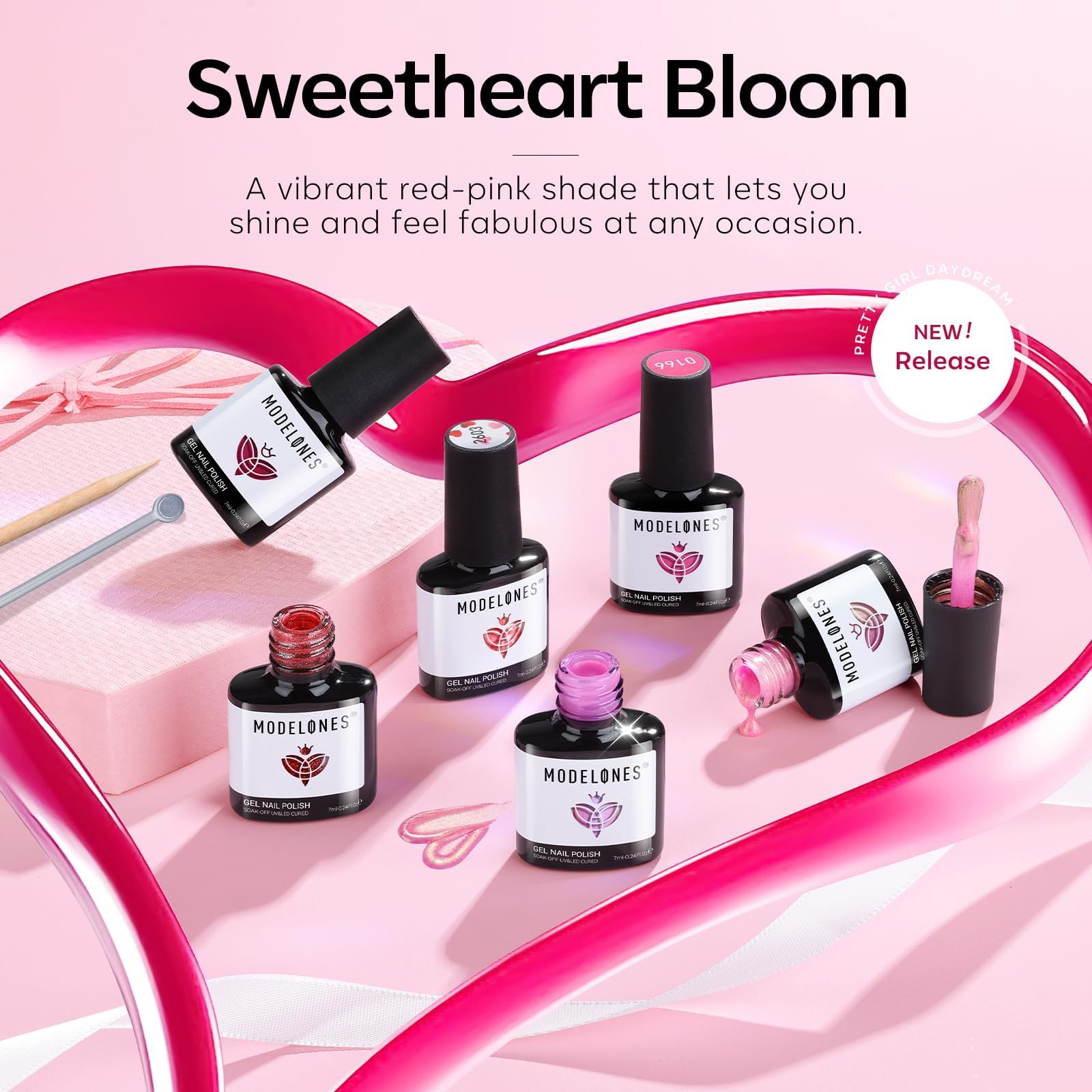 Modelones: gel rosado brillante ideal para looks diarios.