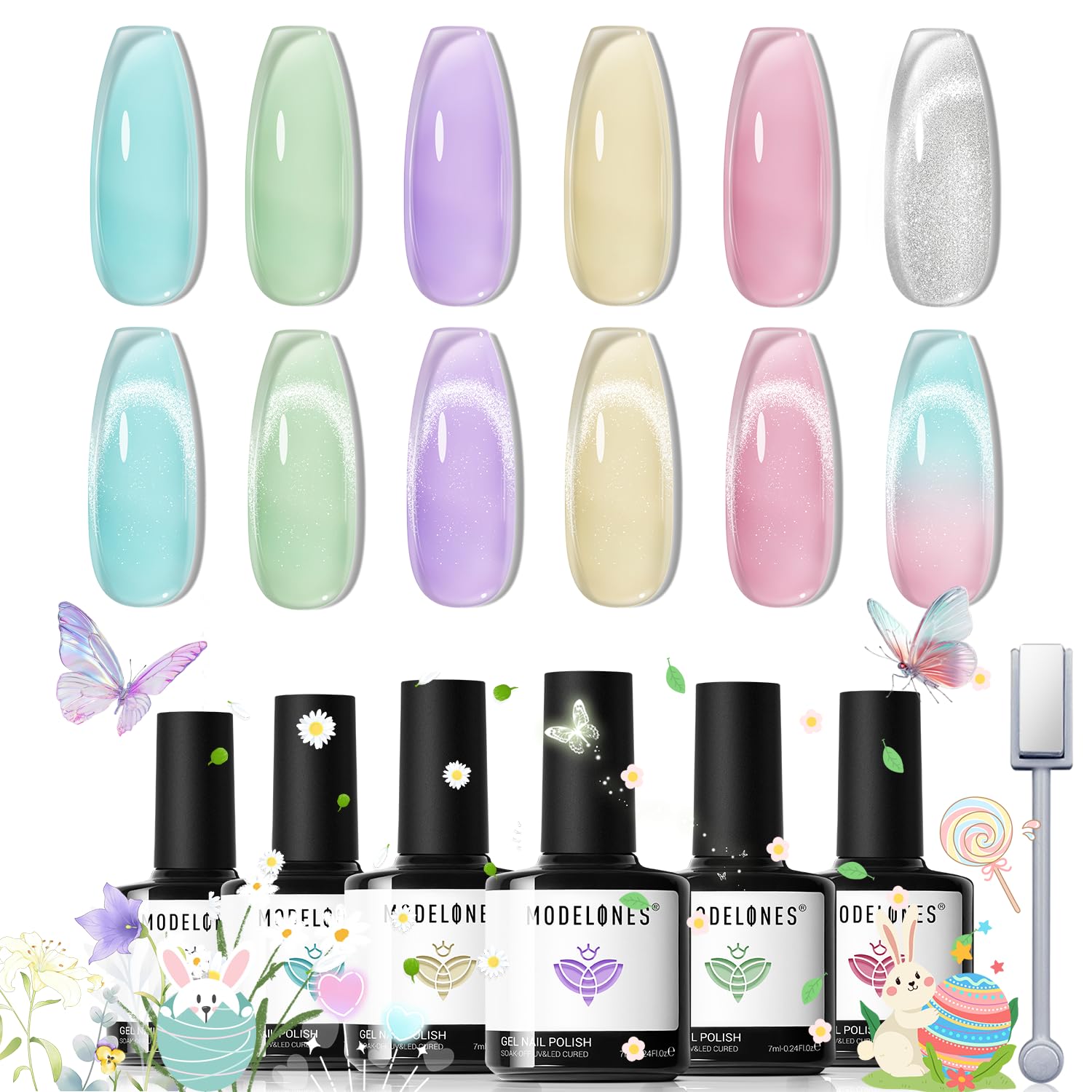 Modelones Esmalte Gel Set 6 Colores para manicuras versátiles