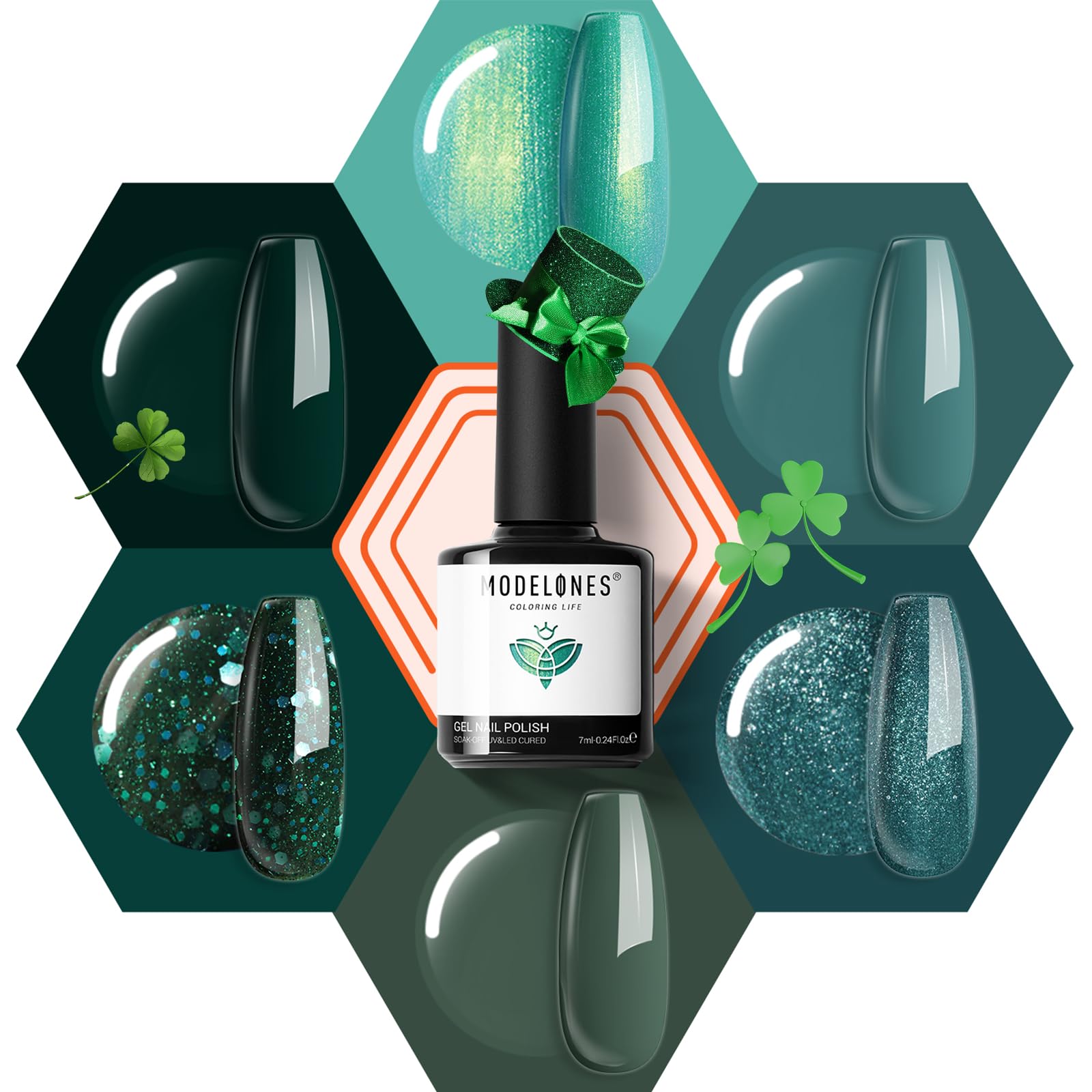 Modelones esmalte gel verde etéreo: 6 colores para manicura duradera.