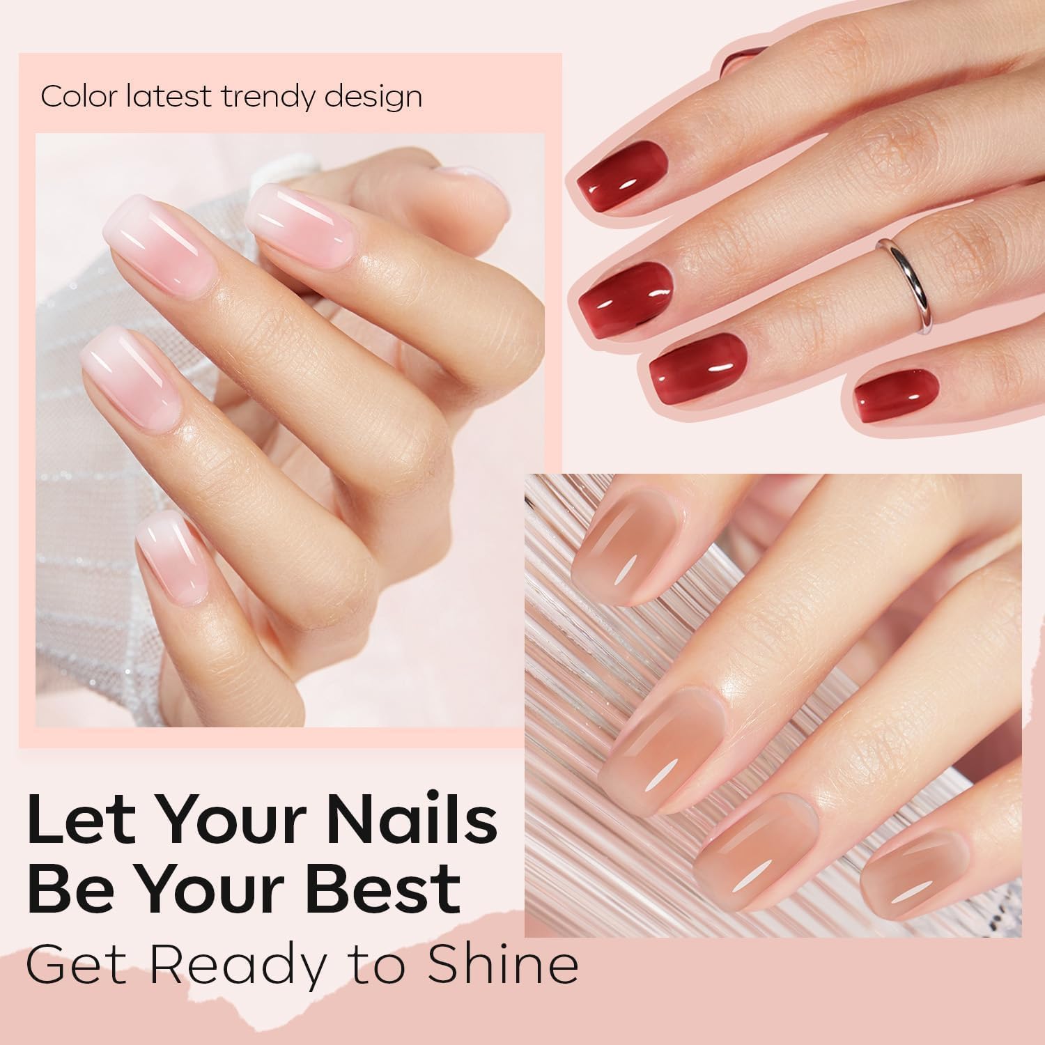 Esmalte jelly Modelones tono rosado neutro en frasco, ideal para manicura elegante y natural