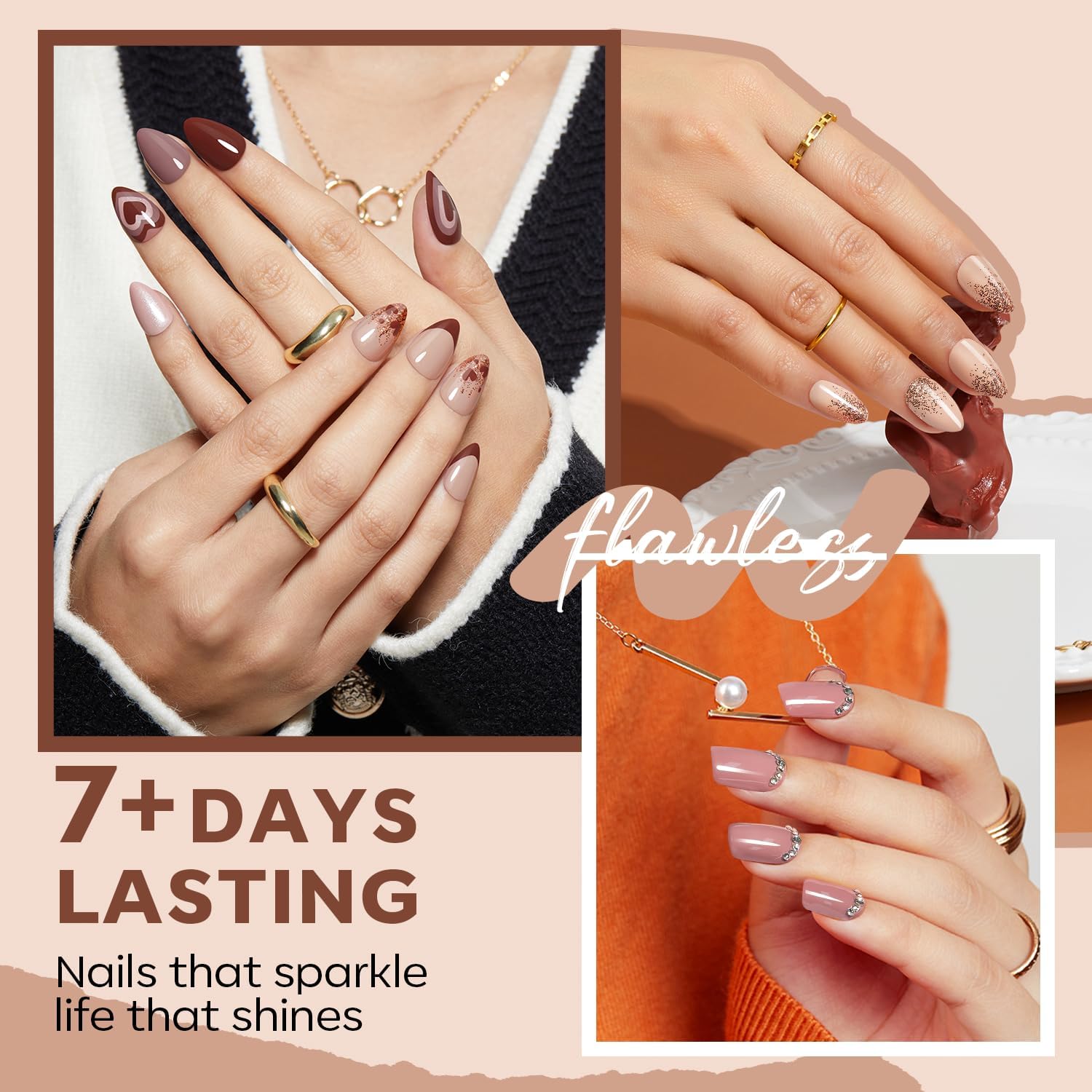 Modelones esmalte uñas tono neutro claro, cobertura suave y brillo.