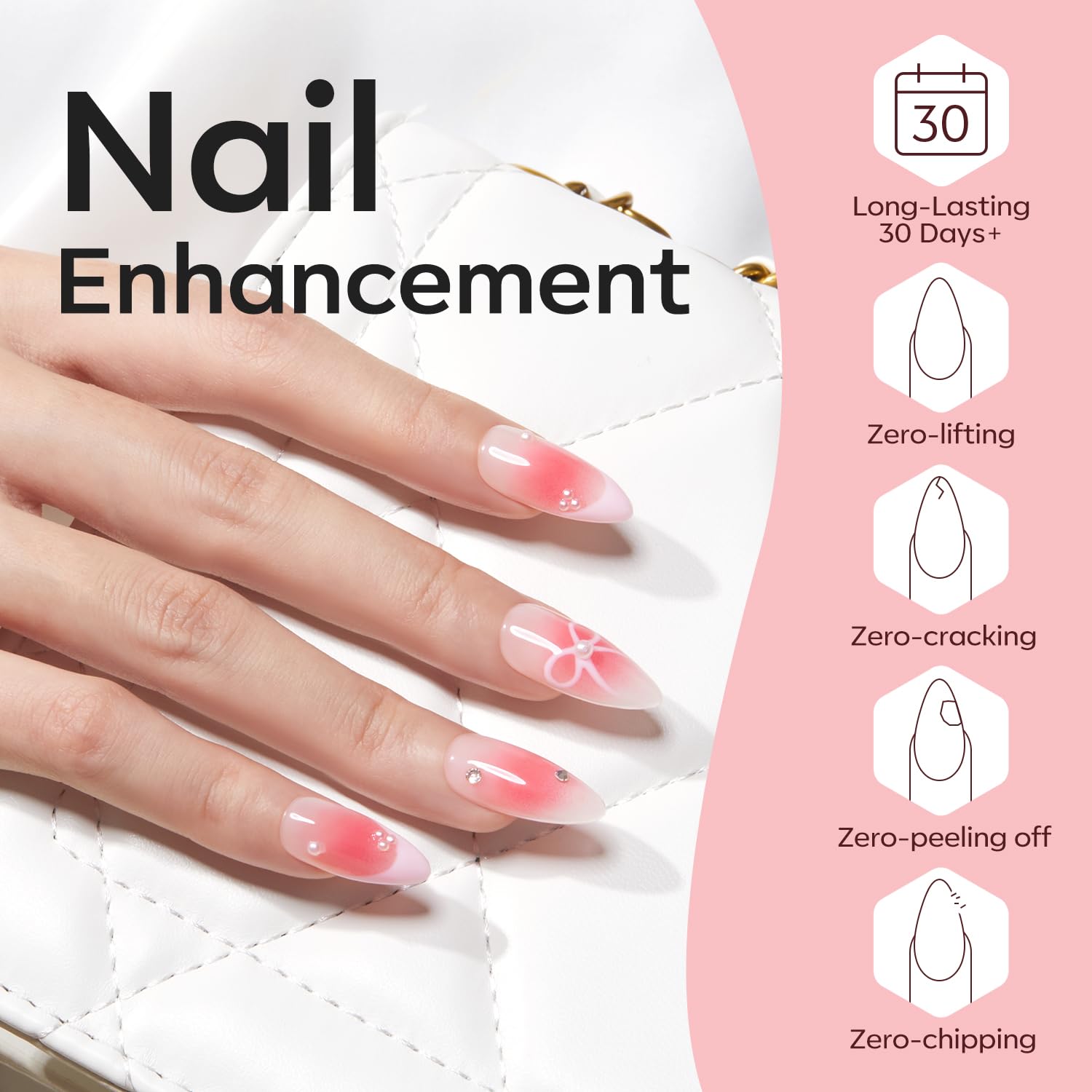 Modelones extensión de uñas con gel builder para mayor longitud y resistencia.
