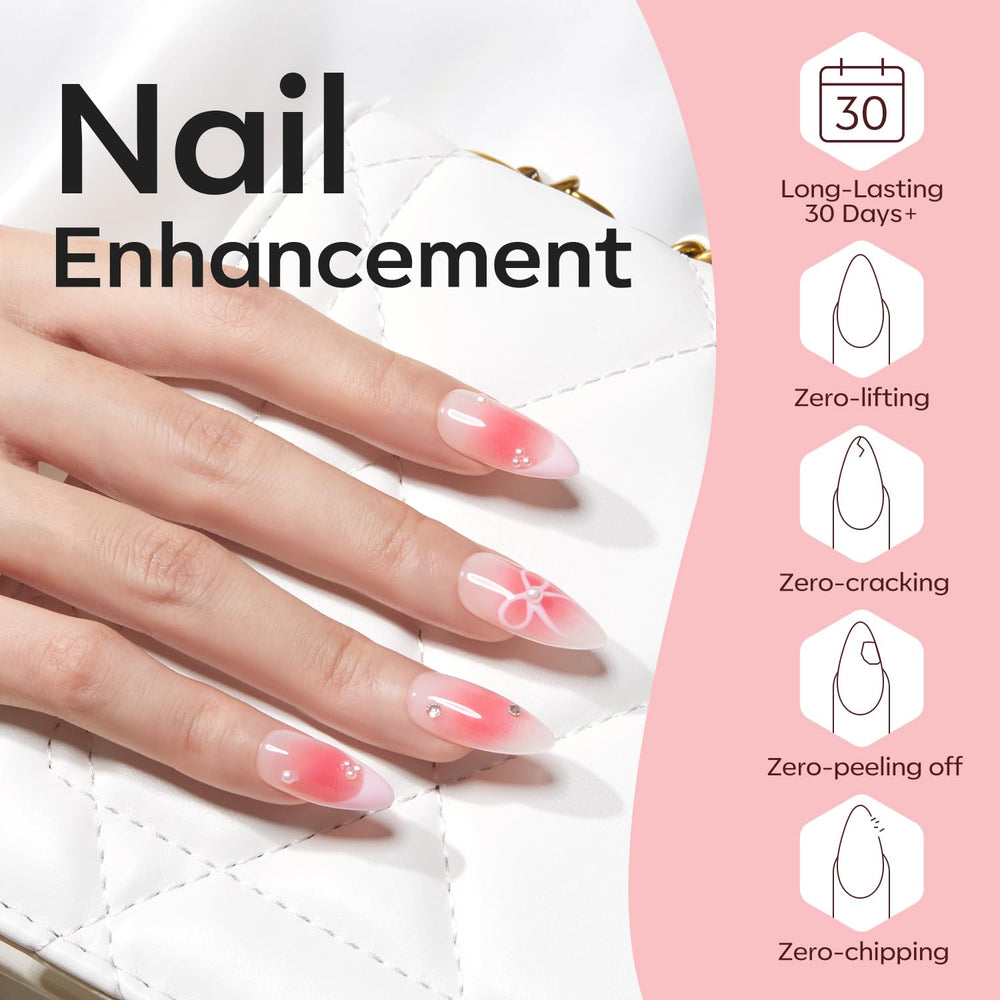 Modelones extensión de uñas con gel builder para mayor longitud y resistencia.