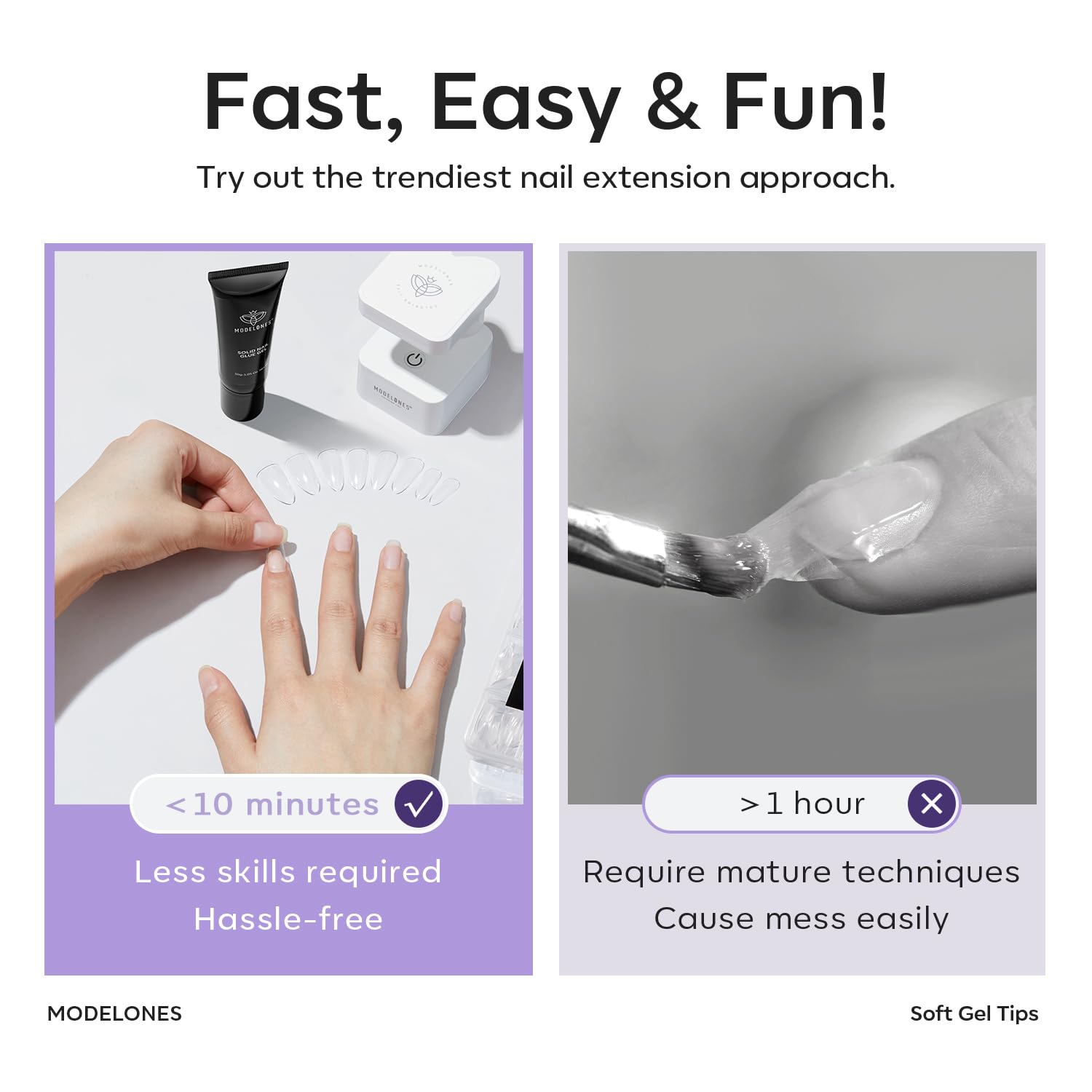 Modelones extensiones de uñas con gel, mayor resistencia a roturas.
