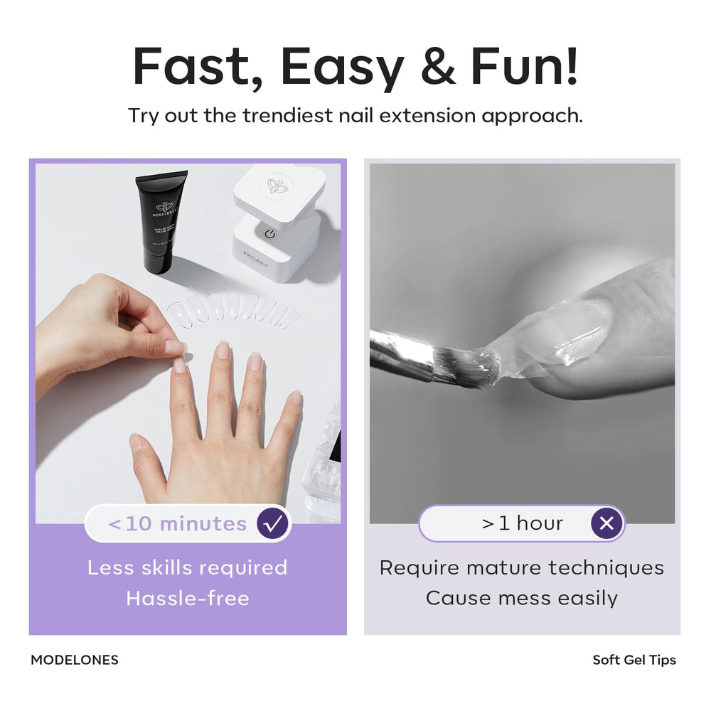 Modelones extensiones de uñas con gel, mayor resistencia a roturas.