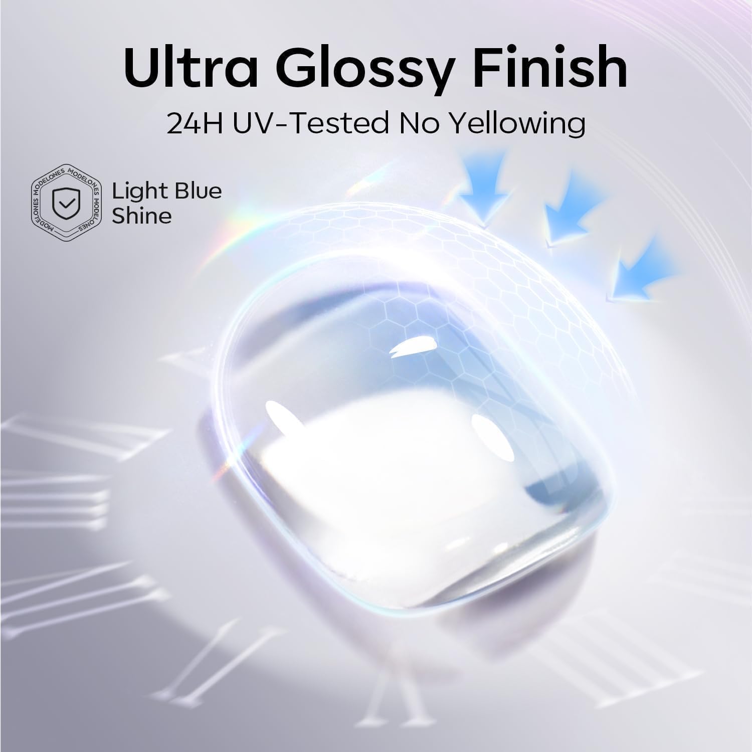 Modelones Extra Glossy Top Coat brush-applicator for smooth, even layers.