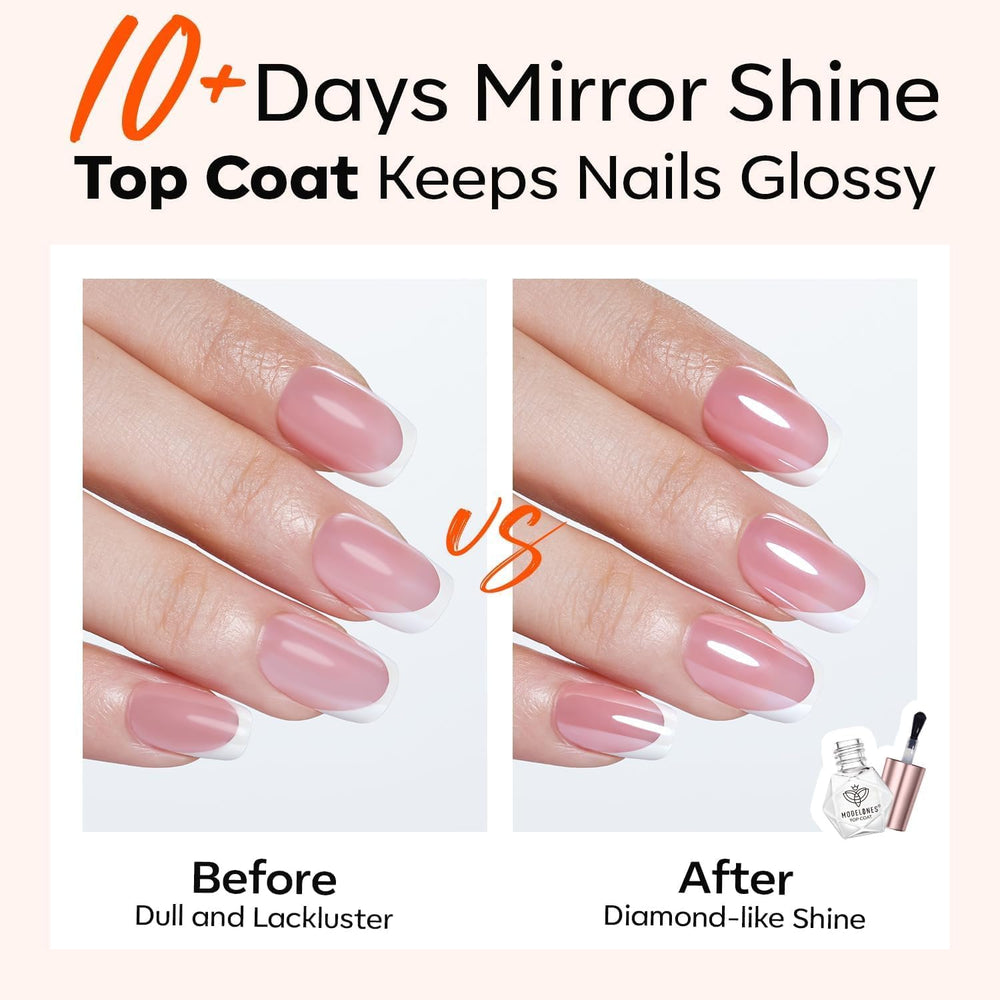 Modelones fast-dry base coat dries in 60 seconds for smudge-free nails.
