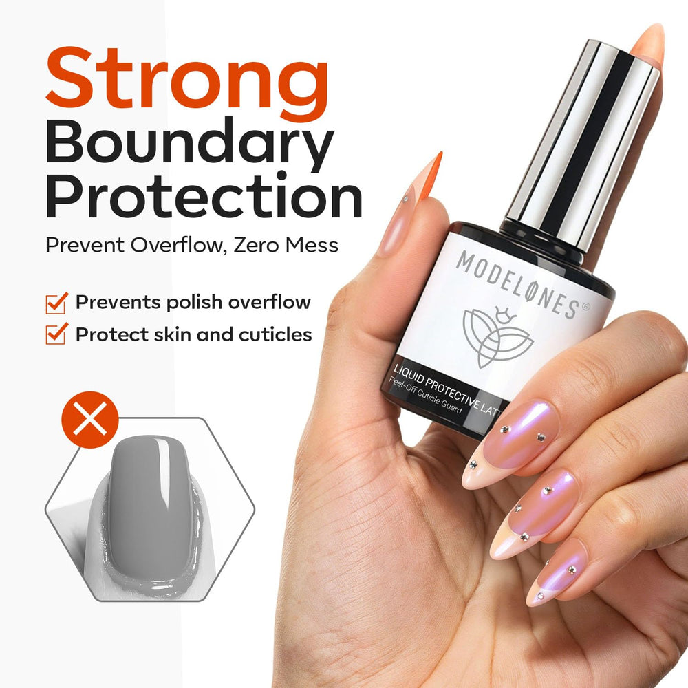 Modelones fast-drying cuticle guard with quick 30-second dry time.