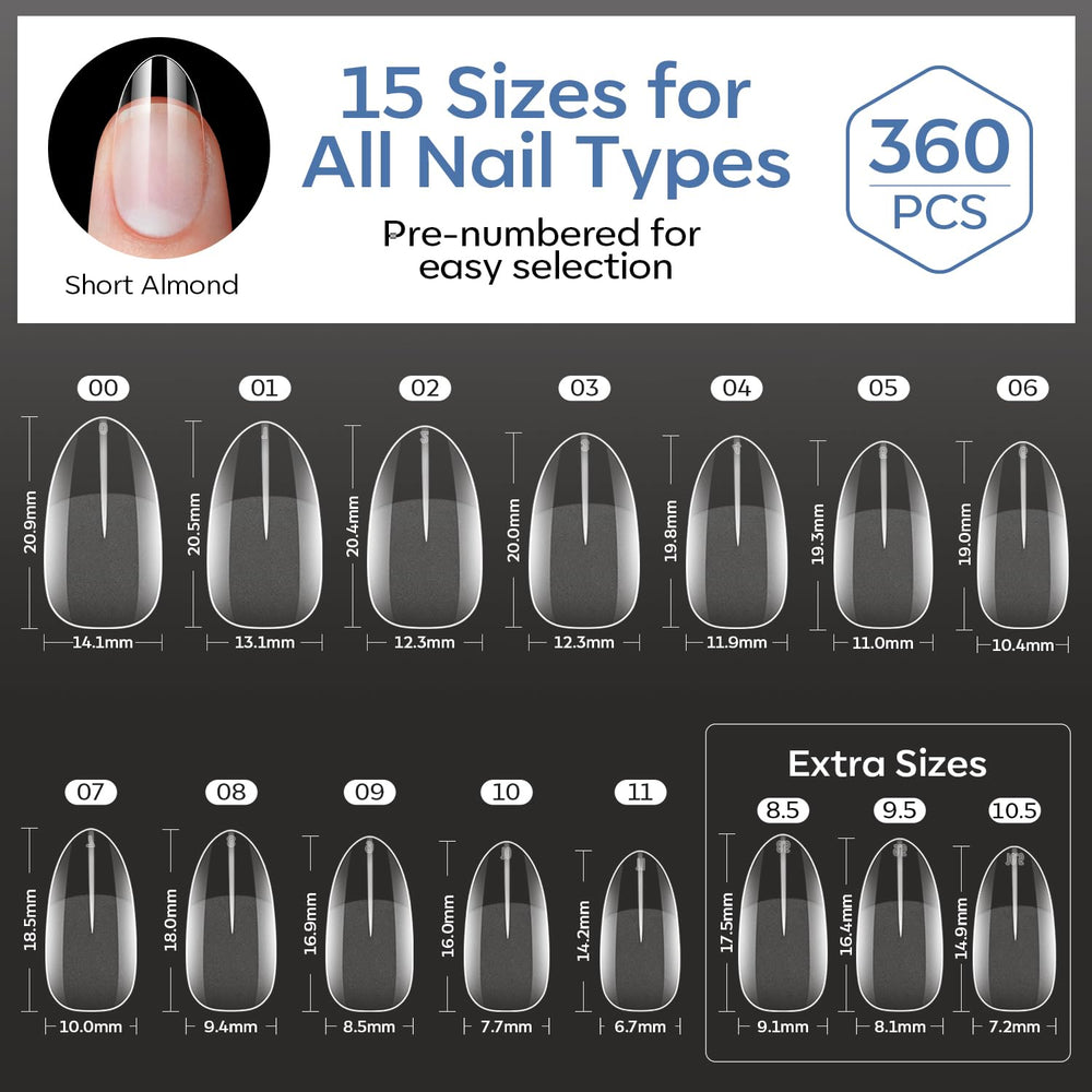 Modelones full-cover tips provide natural-looking extension.