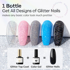 Modelones gel brillo arcoiris: efecto multicolor para look glamoroso.