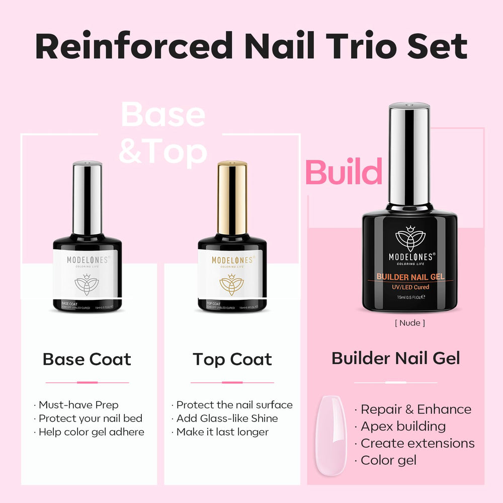 Modelones gel builder tono rosa bebe para uñas naturales y elegantes