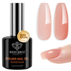 Modelones gel de construcción durazno-rosado para uñas con acabado natural