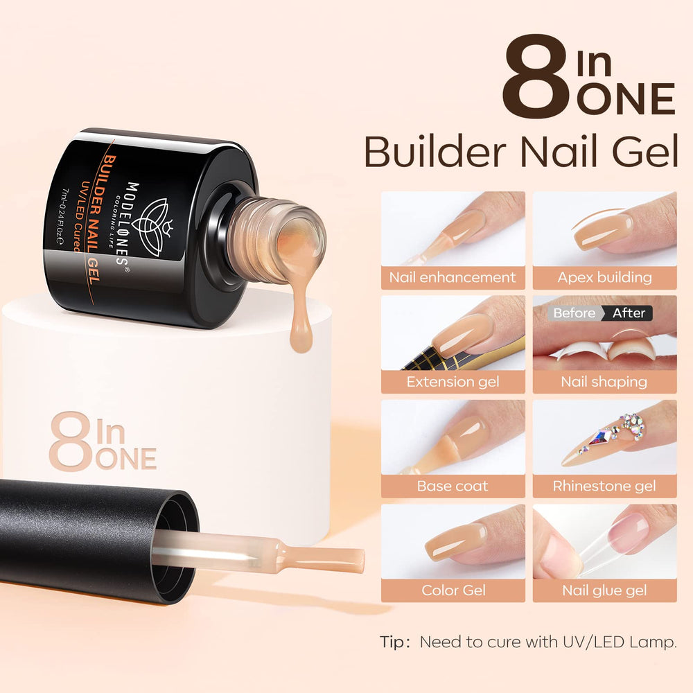 Modelones gel-constructor tonos nude marrón latte para un look natural