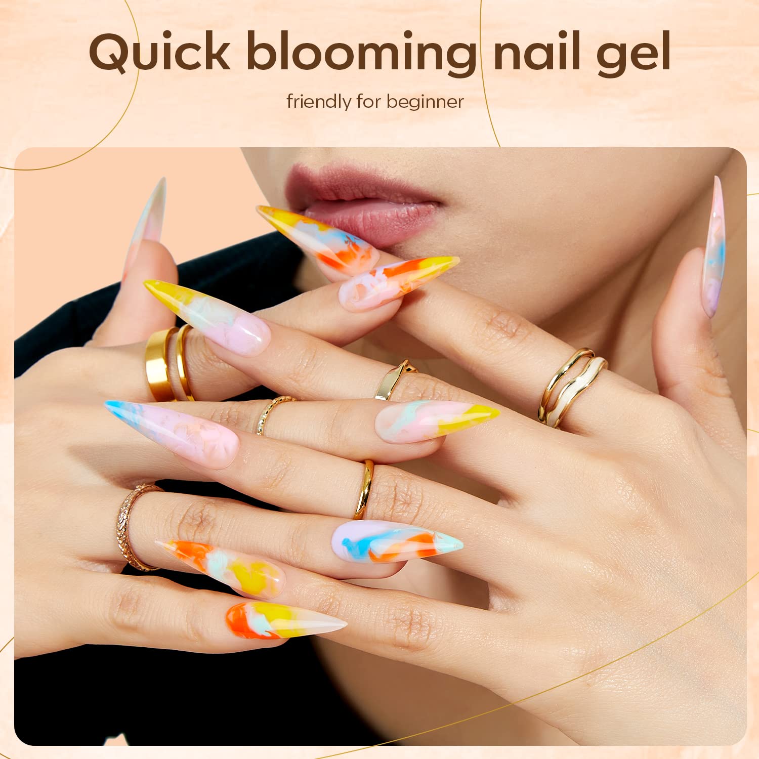 Modelones gel floración con efecto mármol para acabado natural