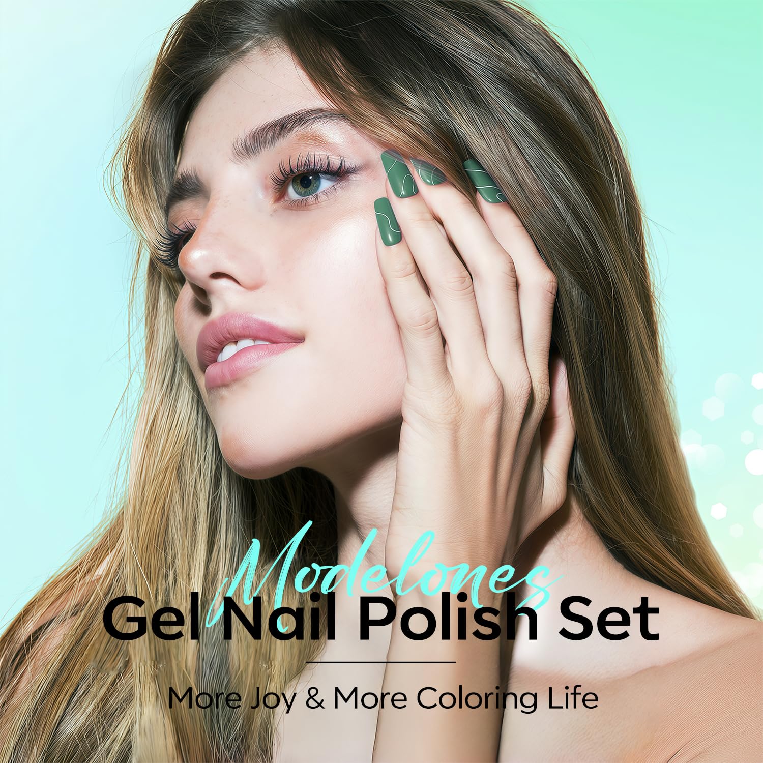 Modelones gel con brillo verde para efecto glam