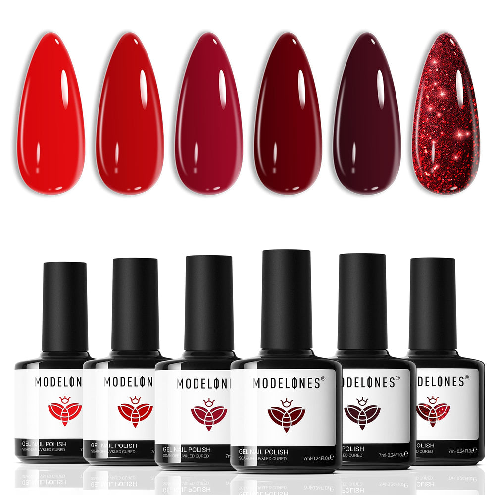 Modelones gel nail polish kit with six colors, ideal for at-home salon-quality nails.