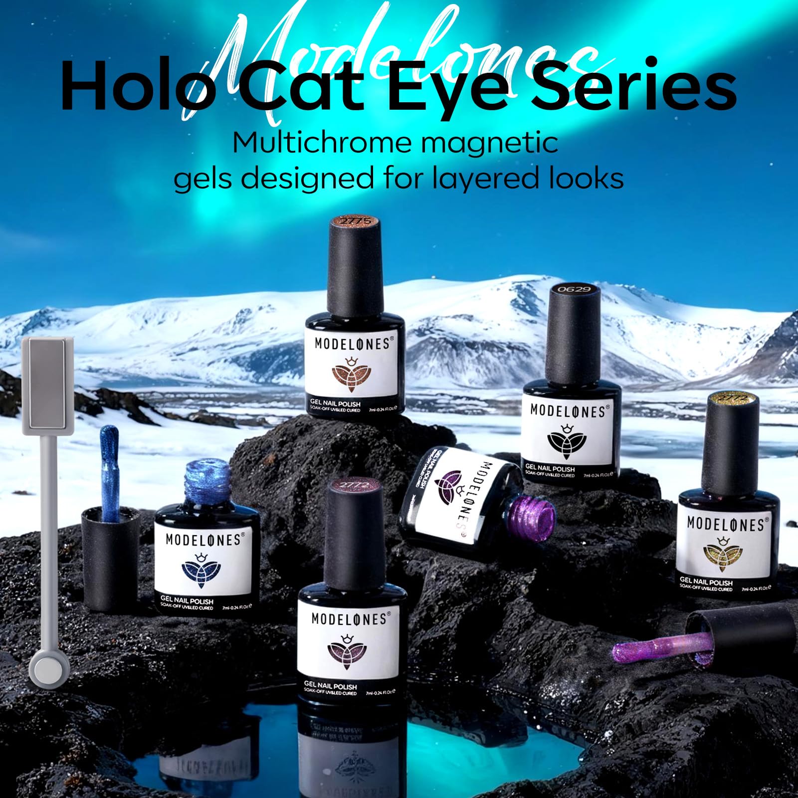 Modelones gel ojo de gato coral combina color vibrante con destellos.
