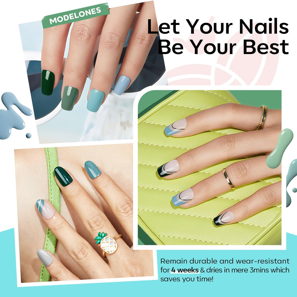 Modelones gel verde salvia para look elegante y natural