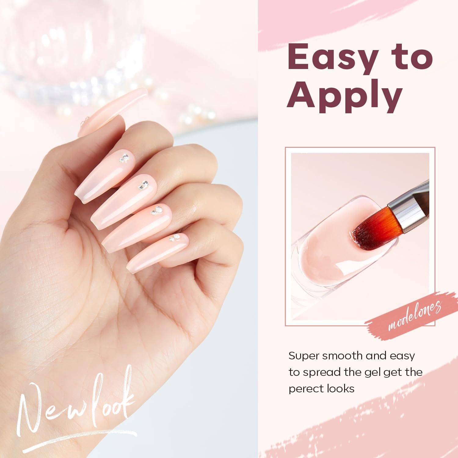 Modelones gel polimérico: tono nude para un look elegante