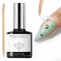 Modelones gel polish liquid latex bottle keeps edges clean during manicure.