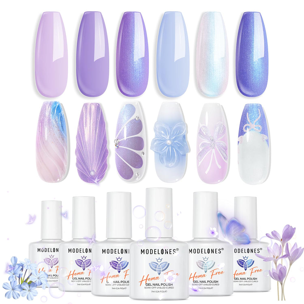 Modelones gel uñas seis colores, acabado brillante para manicura diaria.