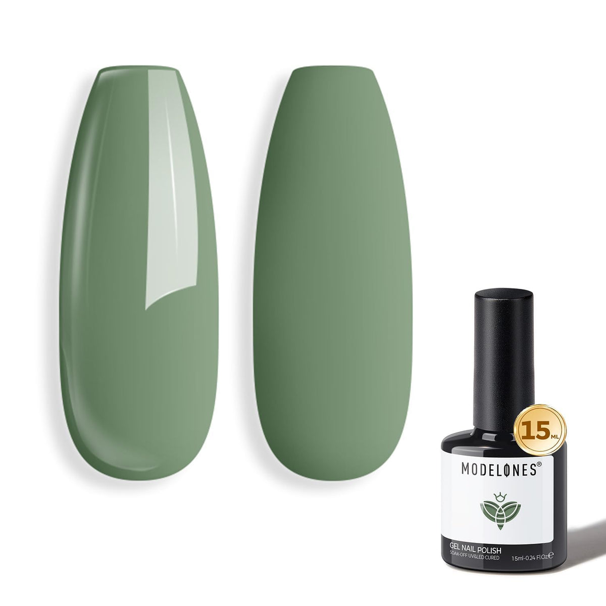 Modelones Sage Green gel polish bottle for long-lasting salon-ready color.