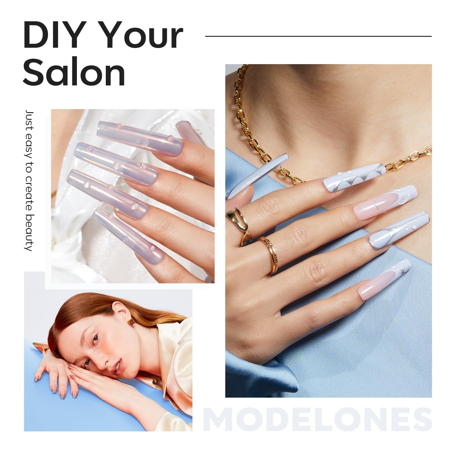 Modelones half-matte texture nail tips improve grip and adhesion during DIY manicures.