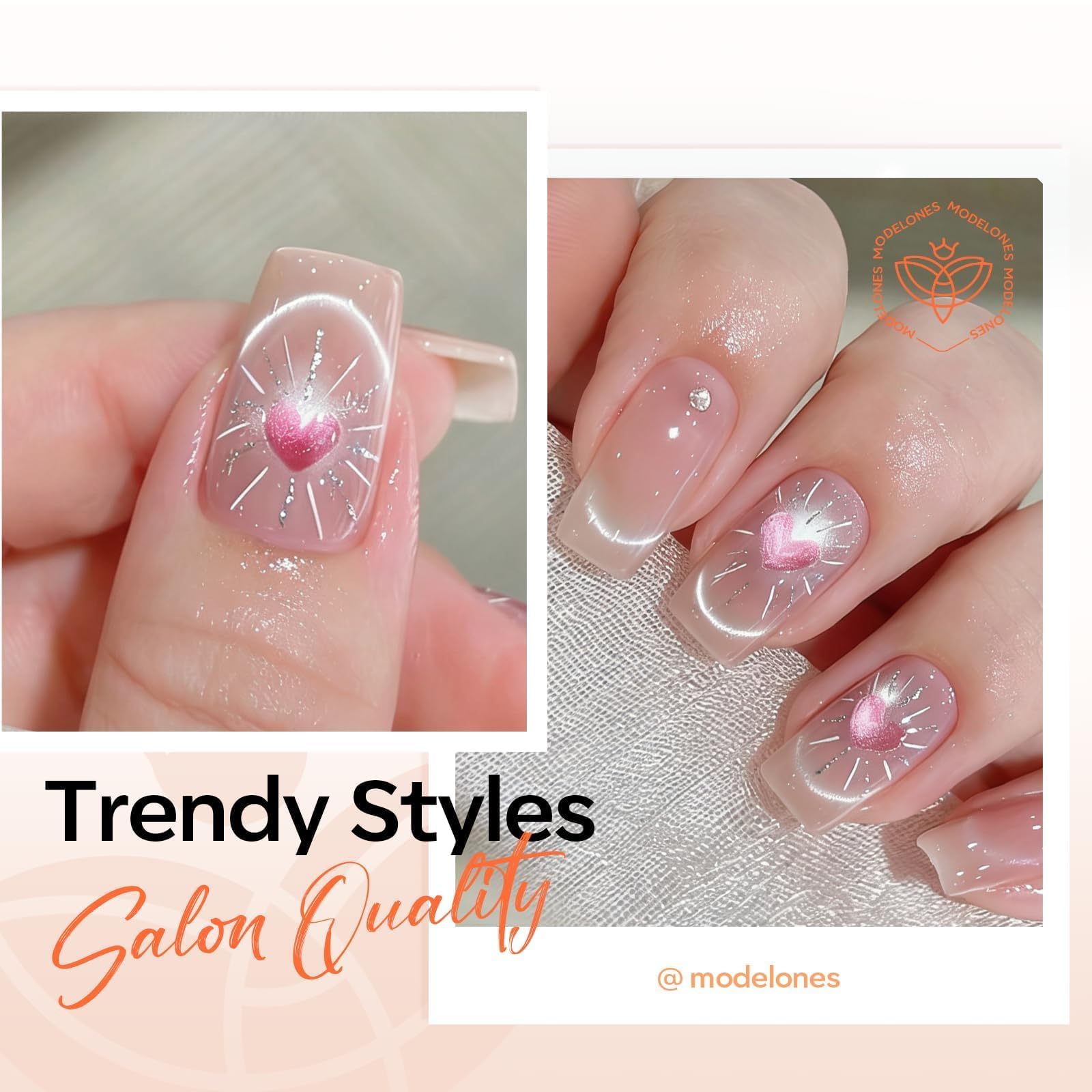 Modelones heart cat-eye magnet shapes romantic nail patterns
