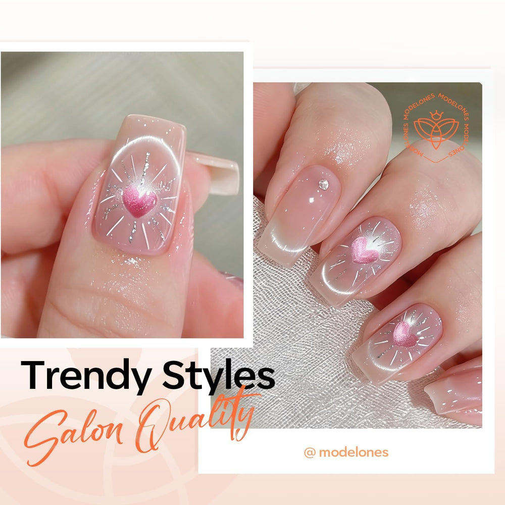 Modelones heart cat-eye magnet shapes romantic nail patterns