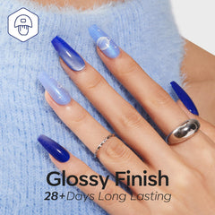 Modelones gel uñas azul claro muestra acabado limpio para looks diarios