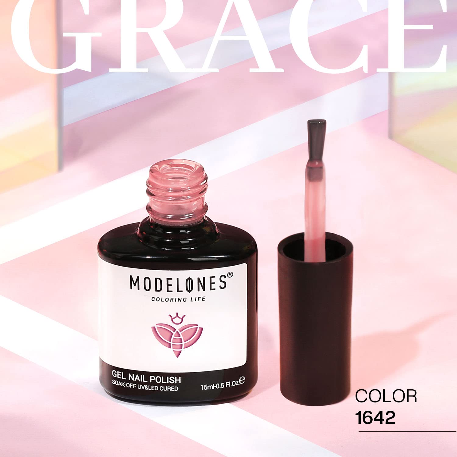 Modelones jelly nude pink gel nail polish highlights translucent color for subtle nail art