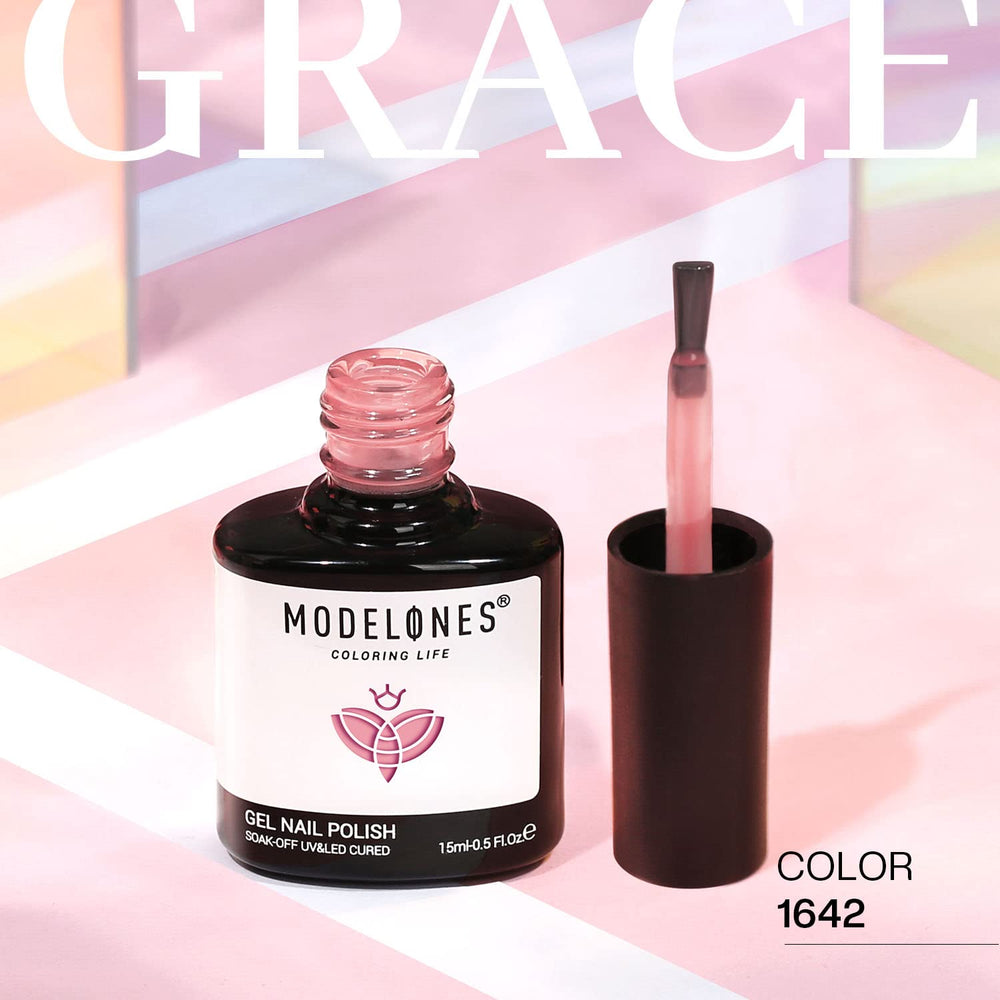 Modelones jelly nude pink gel nail polish highlights translucent color for subtle nail art