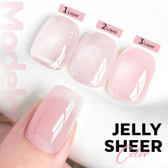 Modelones Jelly Pink with French Tip base enables chic at-home nail art